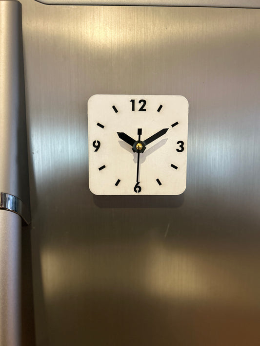 Magnetic Fridge clock or Small Desk clock - 9cm x 9cm size  Silent movement