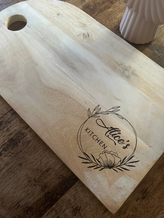 Personalised Serving Board - Arch Shape in Blonde Acacia Wood